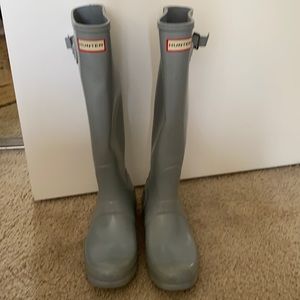 Blue hunter rain boots